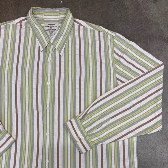 Vintage Polo Jeans Co Ralph Lauren Striped Button Shirt - Picture 1 of 8